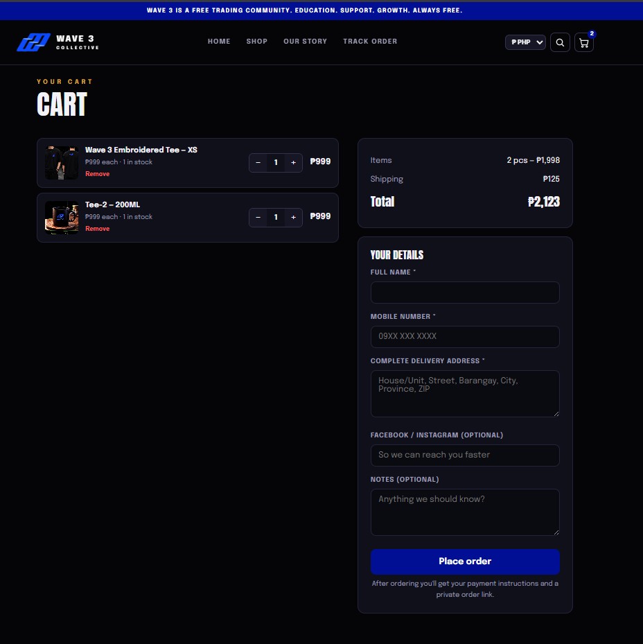 Multi-item shopping cart